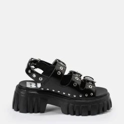 Discount BUFFALO Lion Hard Sandales A Plateforme Veganes Noir