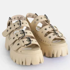 Cheap BUFFALO Lion Hard Sandales A Plateforme Veganes Creme