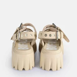 Cheap BUFFALO Lion Hard Sandales A Plateforme Veganes Creme