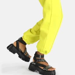 New BUFFALO Lion Riv Sandales A Plateforme Veganes Noir