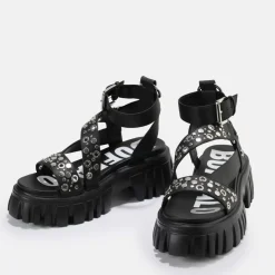 New BUFFALO Lion Riv Sandales A Plateforme Veganes Noir