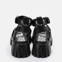 New BUFFALO Lion Riv Sandales A Plateforme Veganes Noir