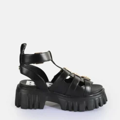 Discount BUFFALO Lion Teeth Sandales A Plateforme Veganes Noir