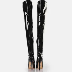 Clearance BUFFALO Marjorie Overknee Mid Bottes Vegan Noir