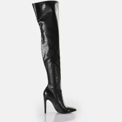 Store BUFFALO Marjorie Overknee Mid Bottes Vegan Noir