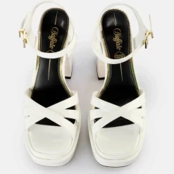 New BUFFALO May Donna Sandales A Talon Veganes Blanc