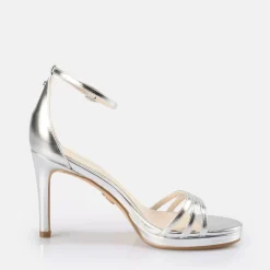 Cheap BUFFALO Melissa 2 Sandales A Talon Vegan Silver Argent