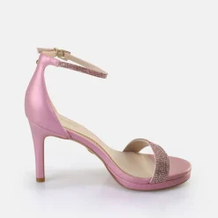 Fashion BUFFALO Monroe 2 Sandales A Talon Veganes Rose Metallise Rose Vif