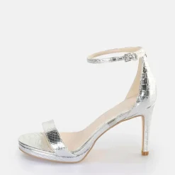 Sale BUFFALO Monroe 2 Sandales A Talon Vegan Serpent Argent Silver/Snake