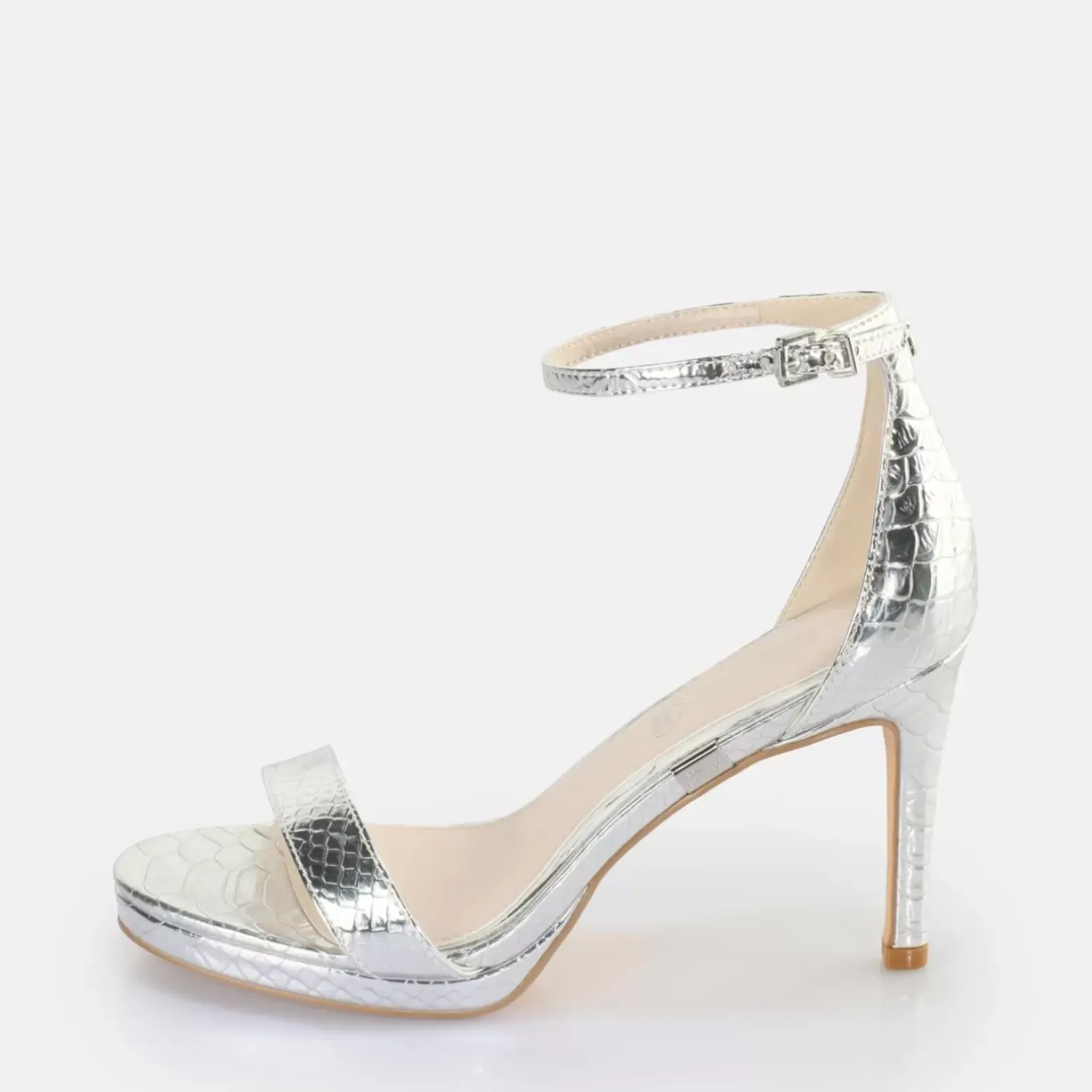 Sale BUFFALO Monroe 2 Sandales A Talon Vegan Serpent Argent Silver/Snake