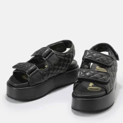 Outlet BUFFALO Noa Quilt Sandales Plateforme Veganes Noir