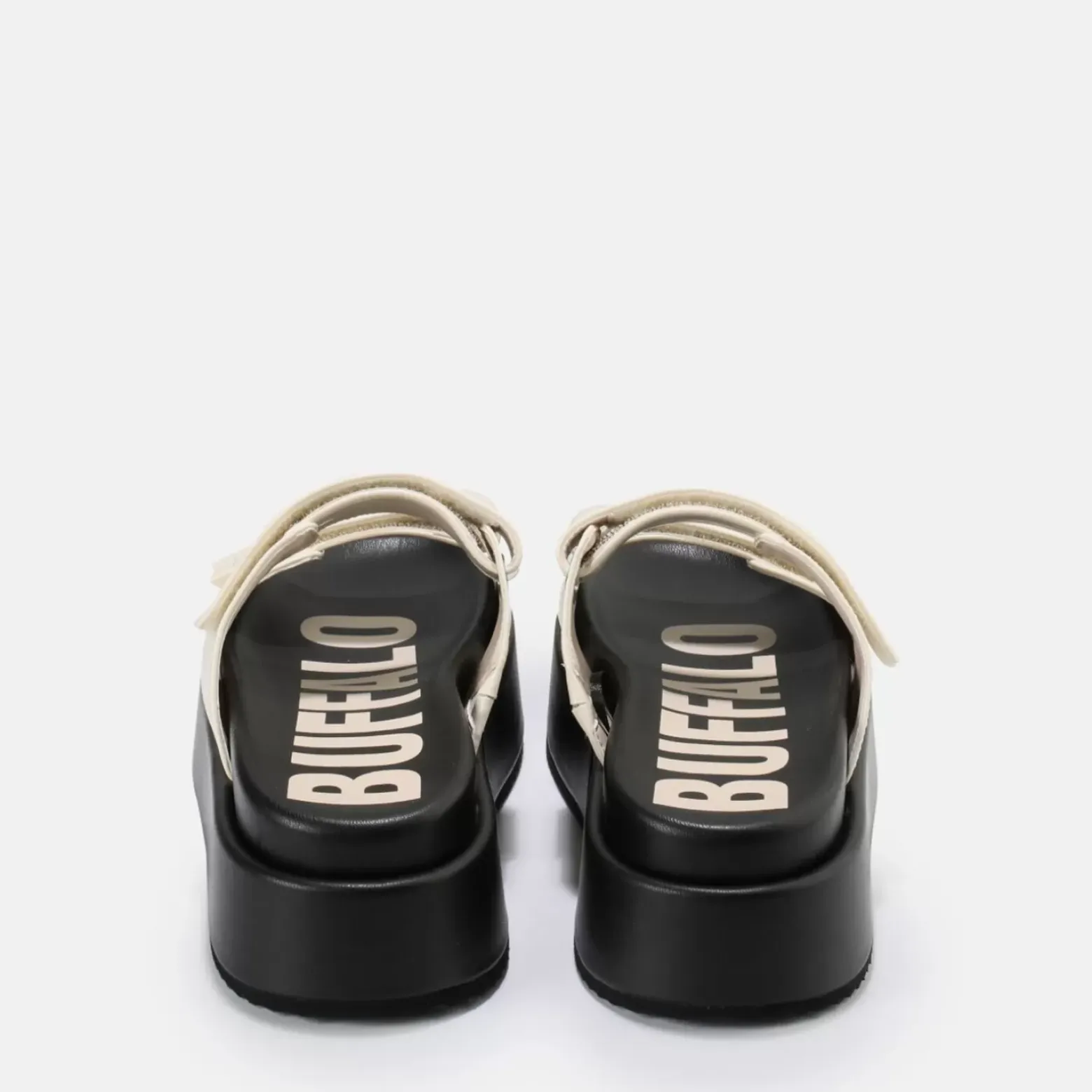 Discount BUFFALO Noa Scandi Sandales Veganes Noir Creme