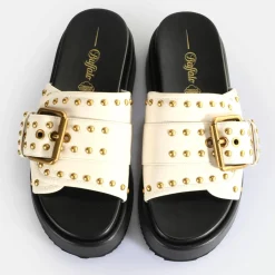 Hot BUFFALO Noah Rock Slide Sandales A Plateforme Veganes Creme