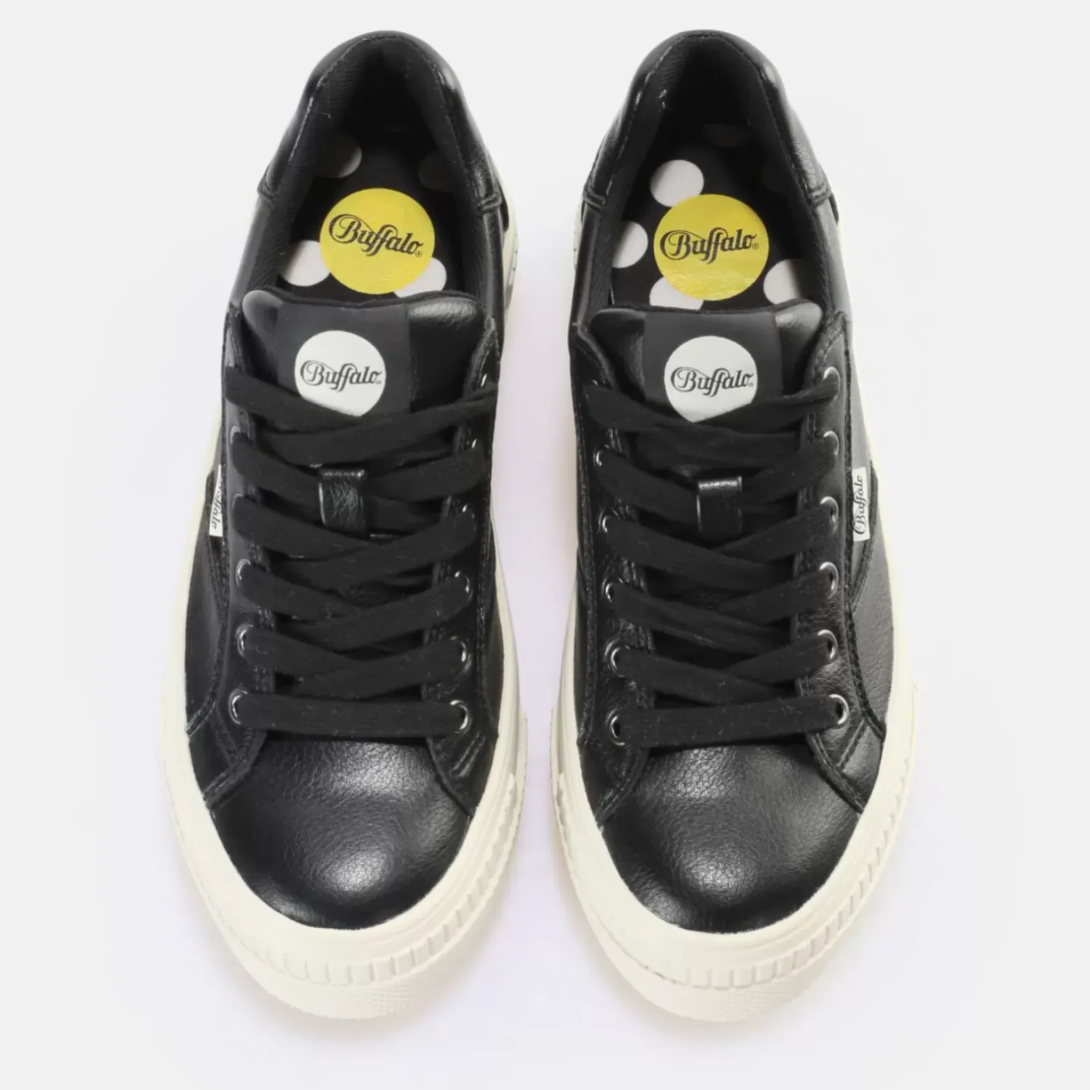 Shop BUFFALO Paired Laceup Lo Baskets Basses Vegan Noir/ Blanc Casse