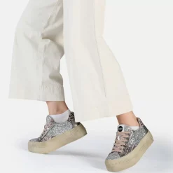 Clearance BUFFALO Paired Laceup Lo Baskets Basses Vegan Argent