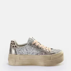 Clearance BUFFALO Paired Laceup Lo Baskets Basses Vegan Argent