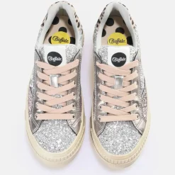 Clearance BUFFALO Paired Laceup Lo Baskets Basses Vegan Argent