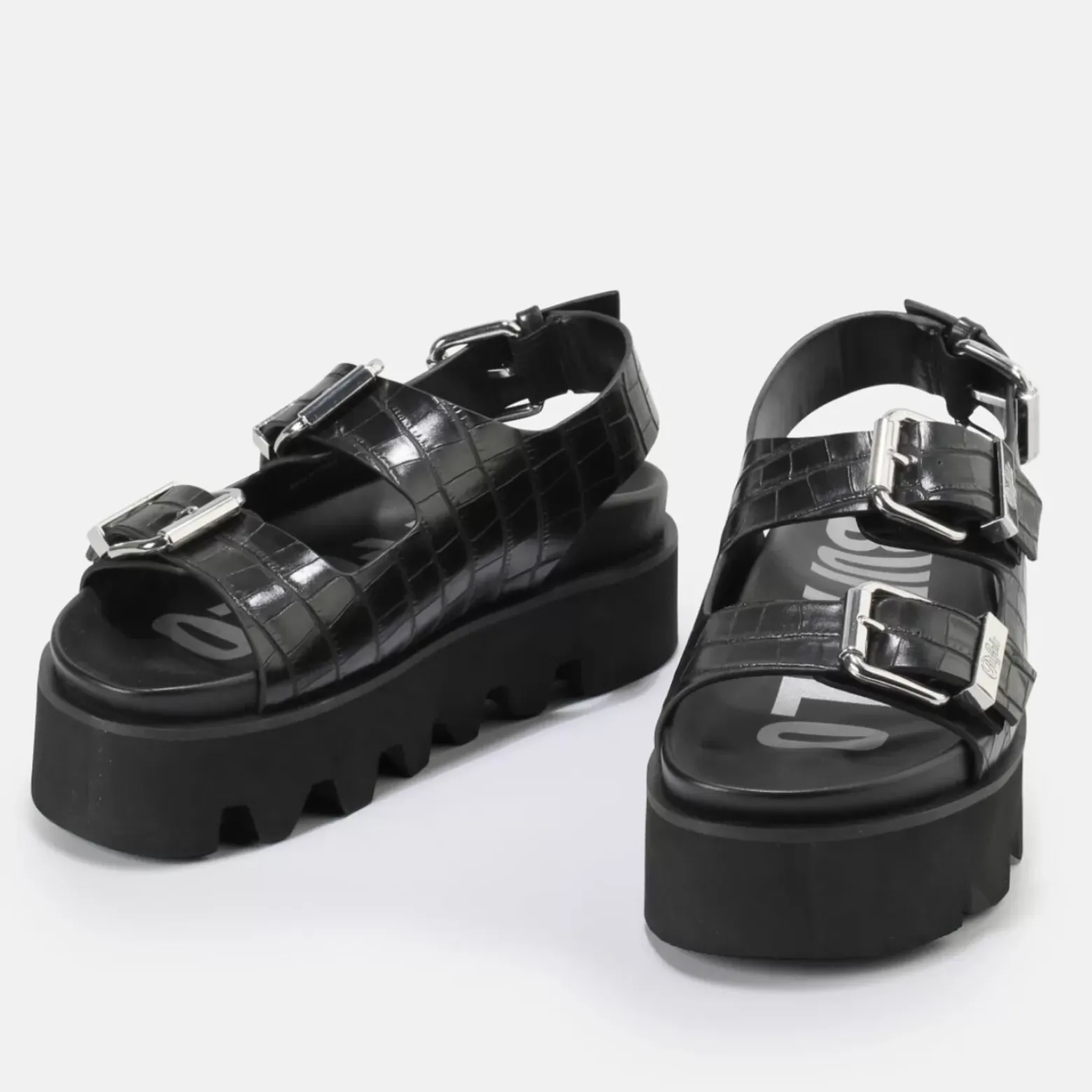 Cheap BUFFALO Perry On Sandales Plateforme Veganes Noir