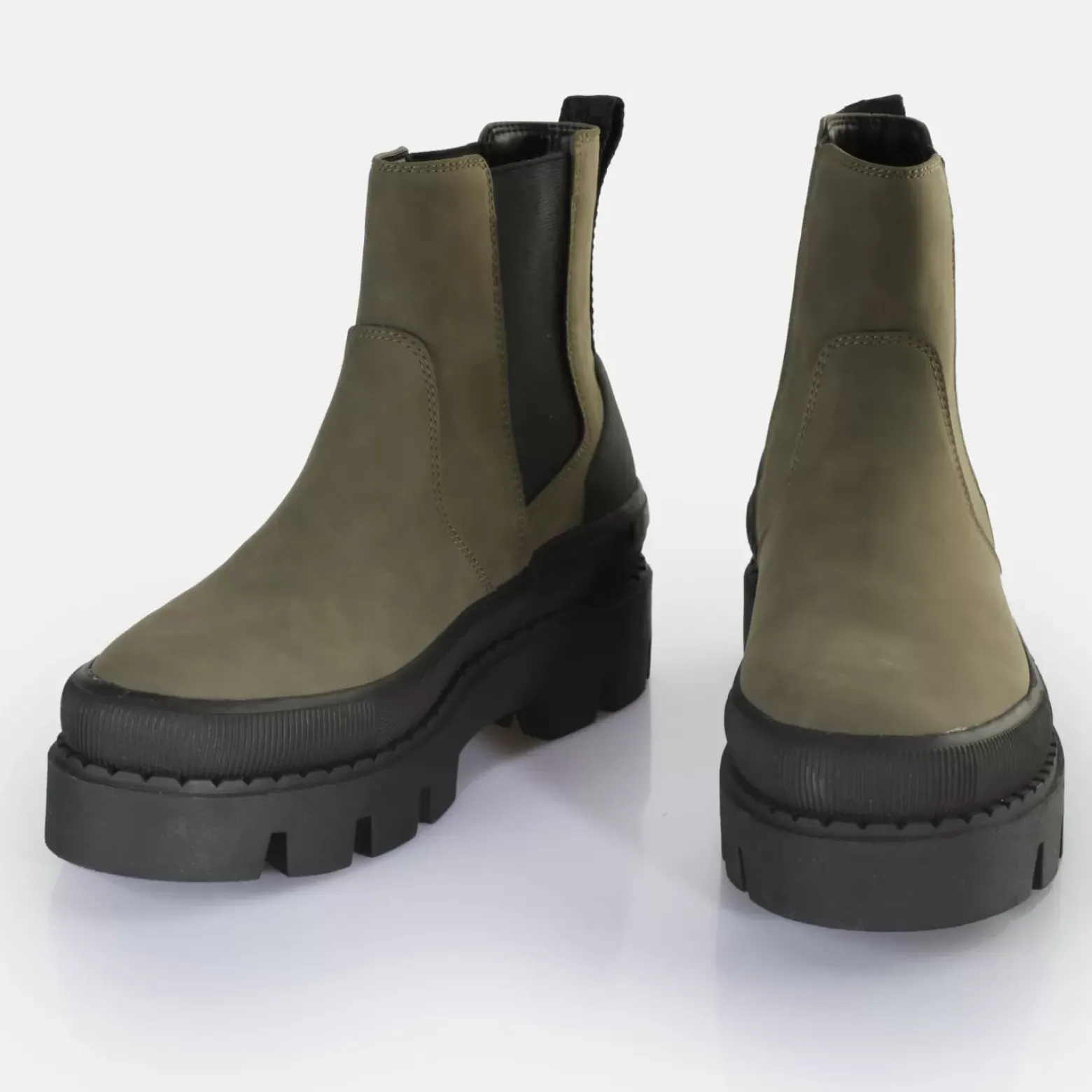 Fashion BUFFALO Raven Chelsea Bottines Vegan Pour Homme Kaki/Noir Beige