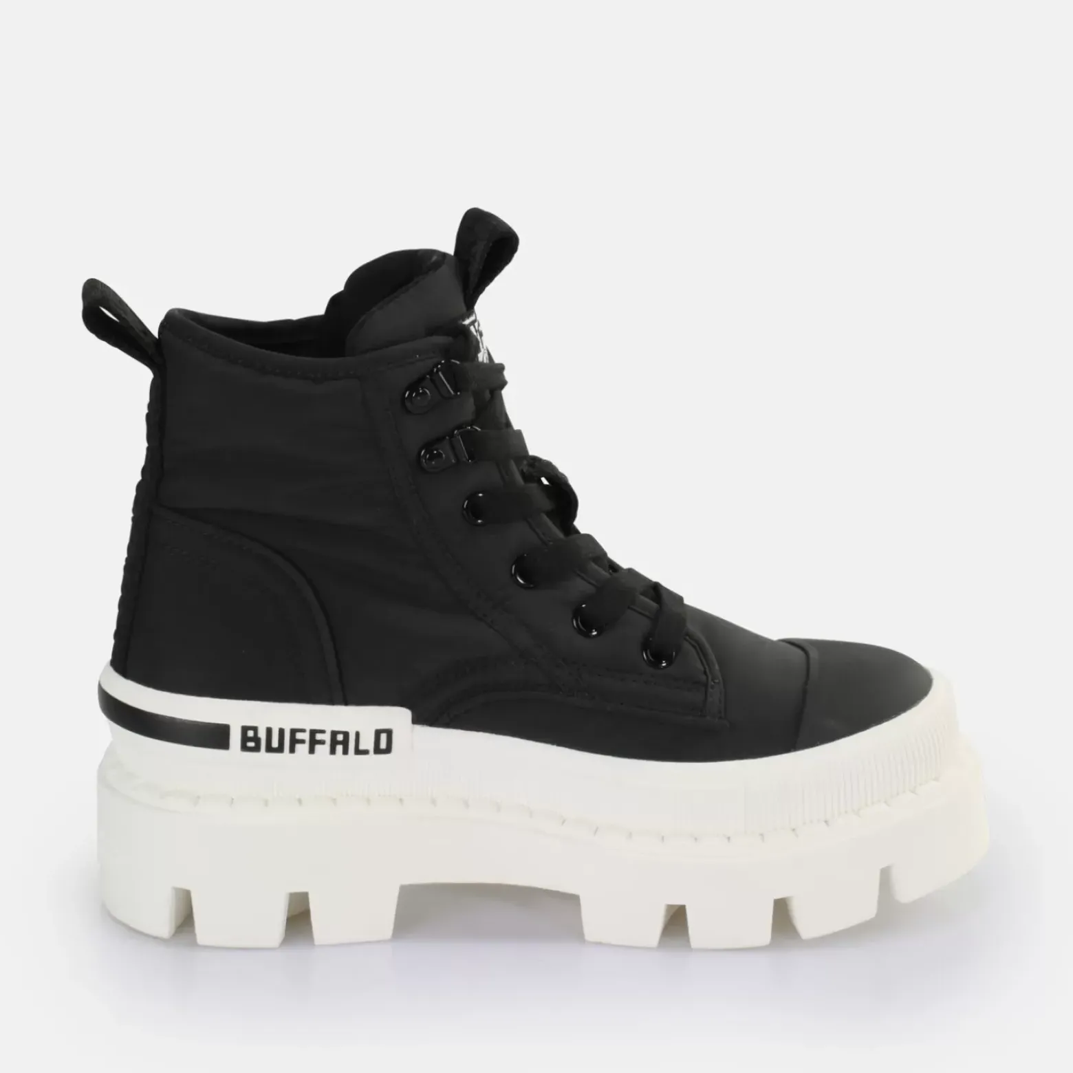 Hot BUFFALO Raven Hi Baskets Hautes Vegan Noir/Blanc Noir-Blanc