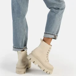 Best BUFFALO Raven Laceup Hi Bottines Vegan Noir Creme