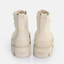 Best BUFFALO Raven Laceup Hi Bottines Vegan Noir Creme