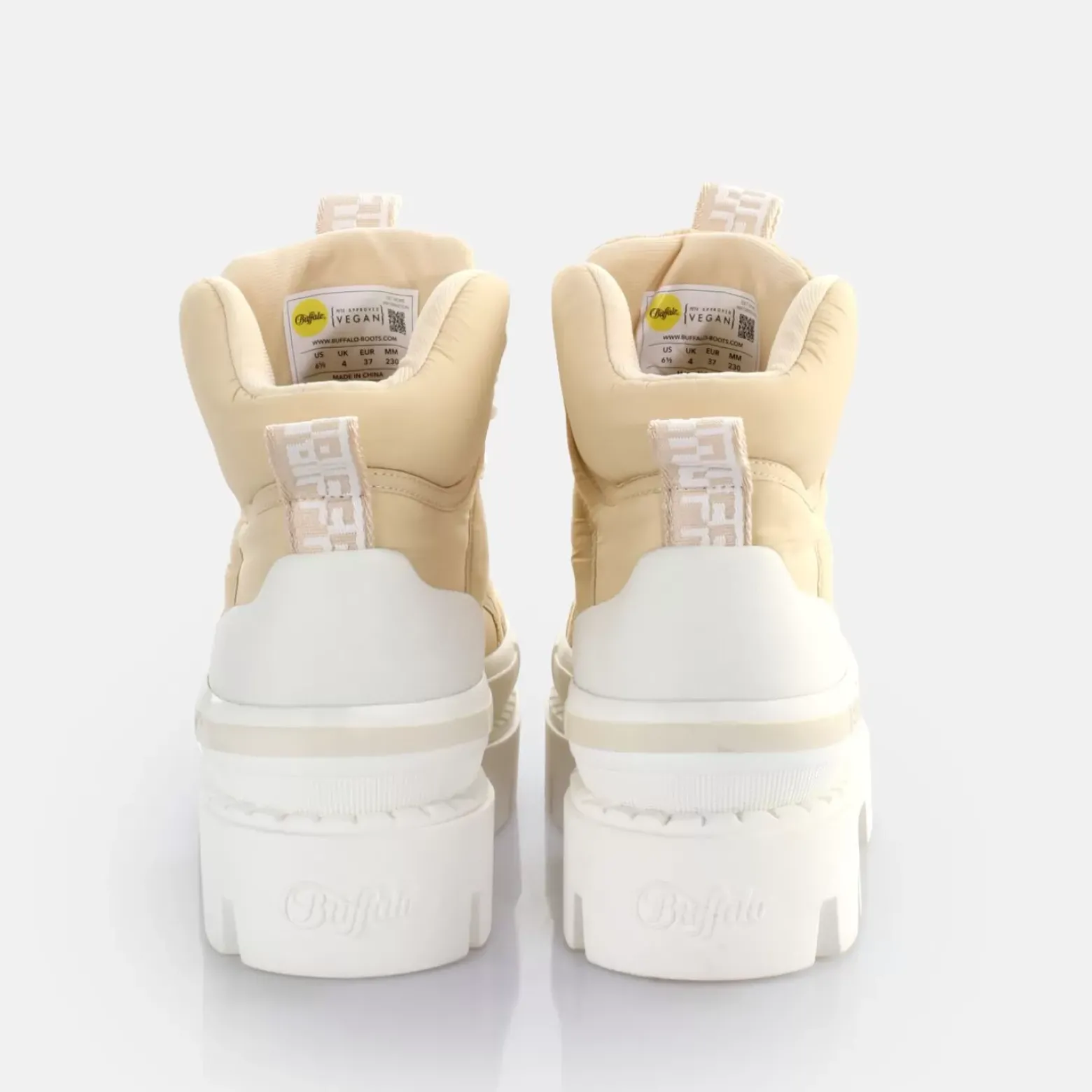 Shop BUFFALO Raven Laceup Mid Baskets Hautes Vegan Creme