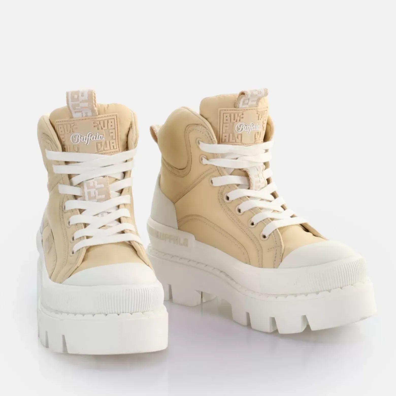 Shop BUFFALO Raven Laceup Mid Baskets Hautes Vegan Creme