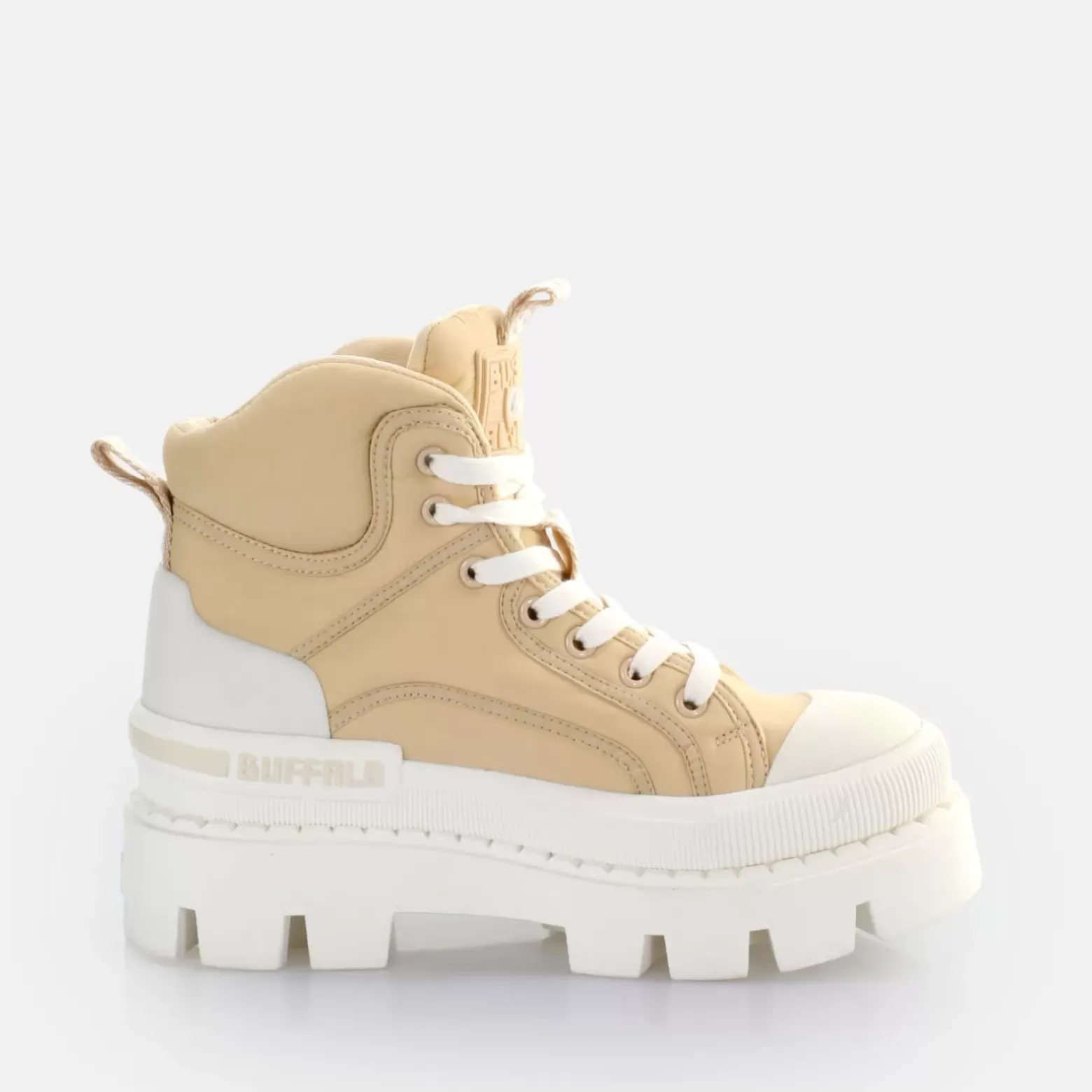 Shop BUFFALO Raven Laceup Mid Baskets Hautes Vegan Creme