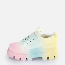 Clearance BUFFALO Raven Lo Baskets Basses Veganes Arc-En-Ciel Pastell Multi