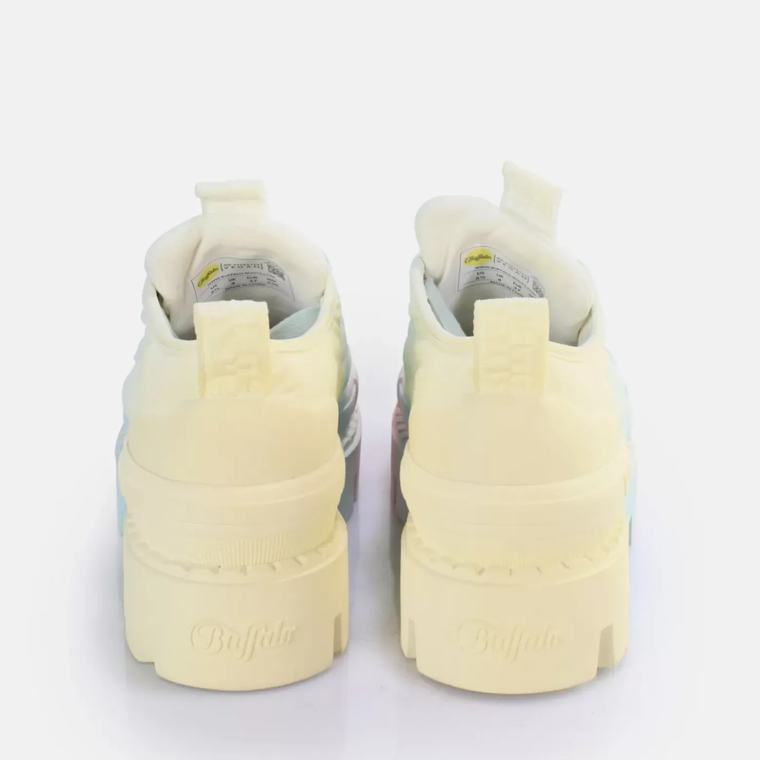 Clearance BUFFALO Raven Lo Baskets Basses Veganes Arc-En-Ciel Pastell Multi