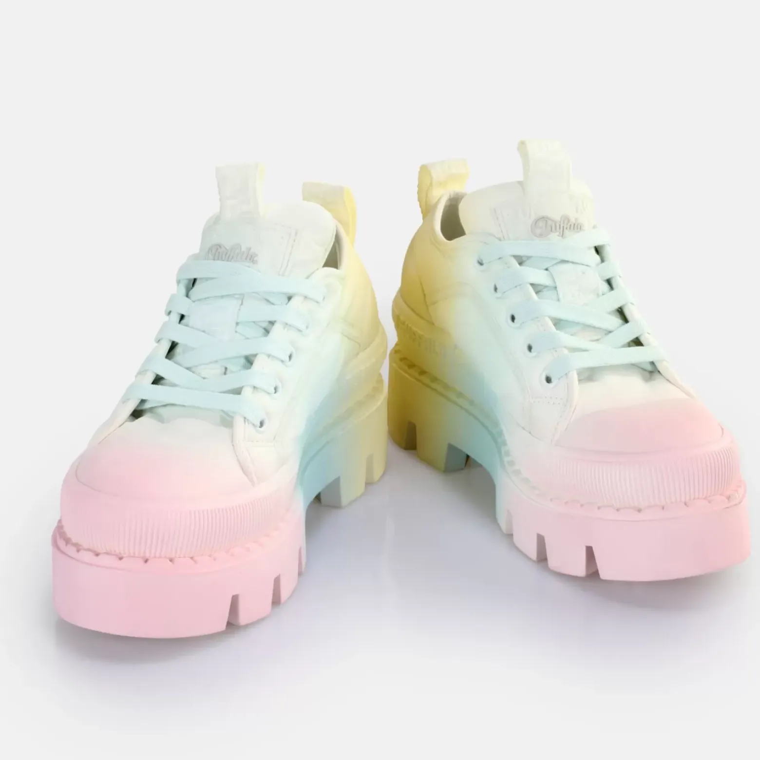 Clearance BUFFALO Raven Lo Baskets Basses Veganes Arc-En-Ciel Pastell Multi