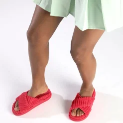 Online BUFFALO Rey Cross Claquettes De Piscine A Plateforme Veganes Hot Pink Rose Vif