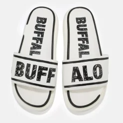 Fashion BUFFALO Rey Mules Veganes Blanc-Noir Noir-Blanc