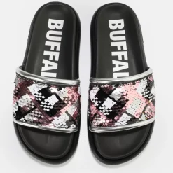 Online BUFFALO Rey Mules Veganes-Argente Noir