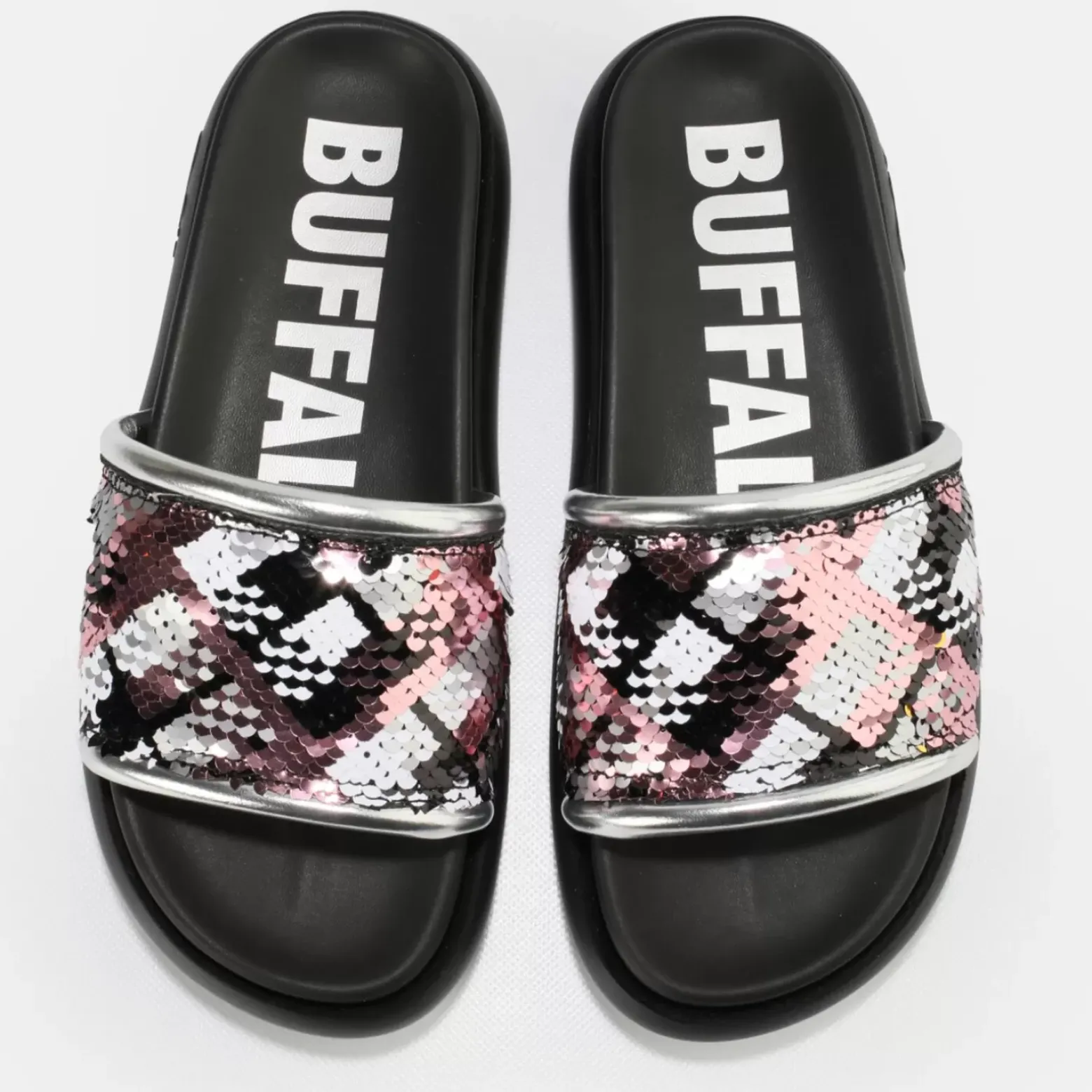 Online BUFFALO Rey Mules Veganes-Argente Noir