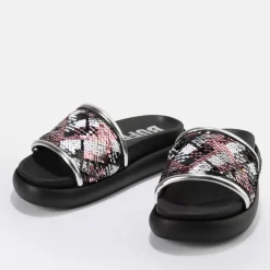 Online BUFFALO Rey Mules Veganes-Argente Noir