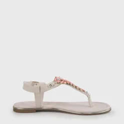 Outlet BUFFALO Rosalie Sandales Plates Veganes Similicuir Suede Et Corail Beige