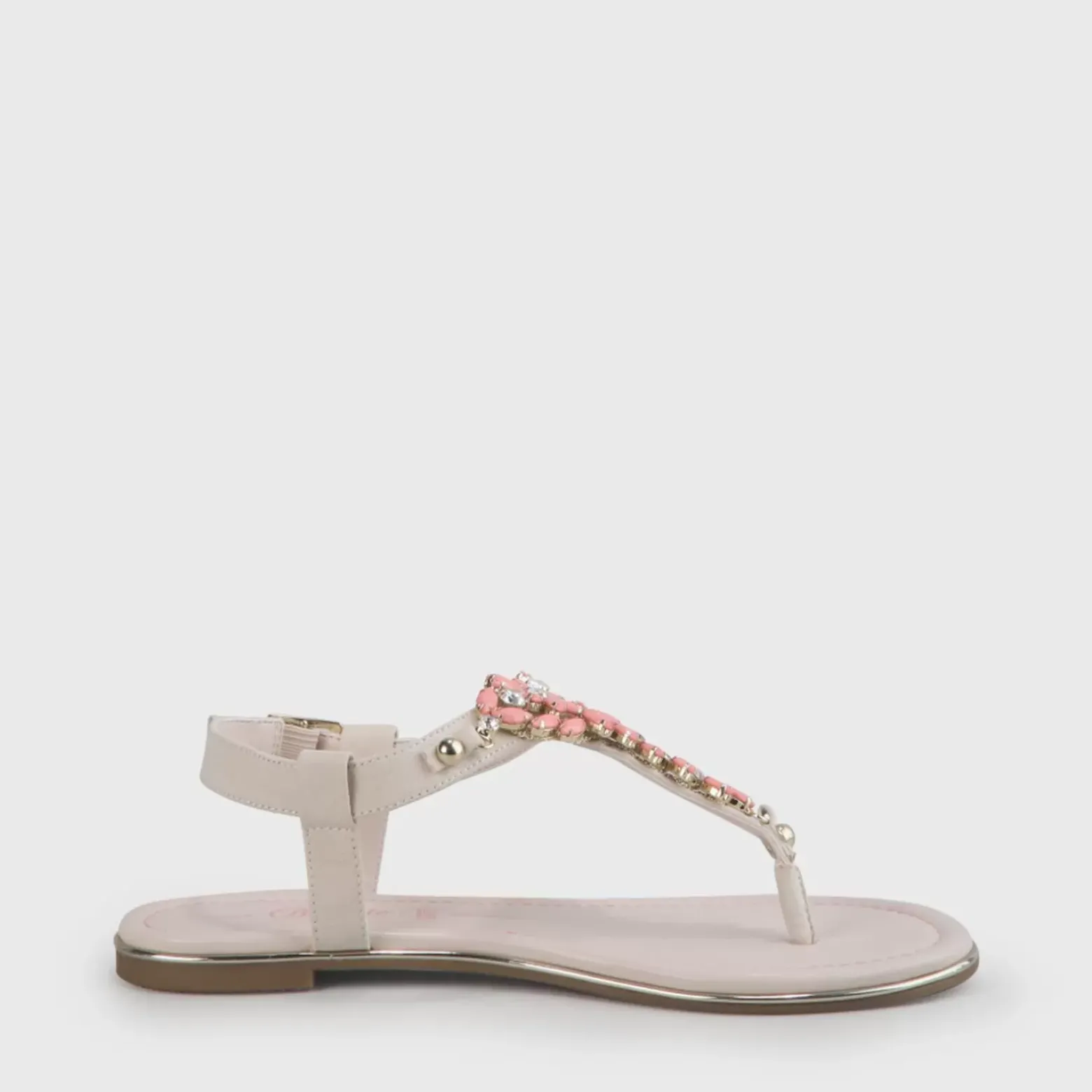 Outlet BUFFALO Rosalie Sandales Plates Veganes Similicuir Suede Et Corail Beige