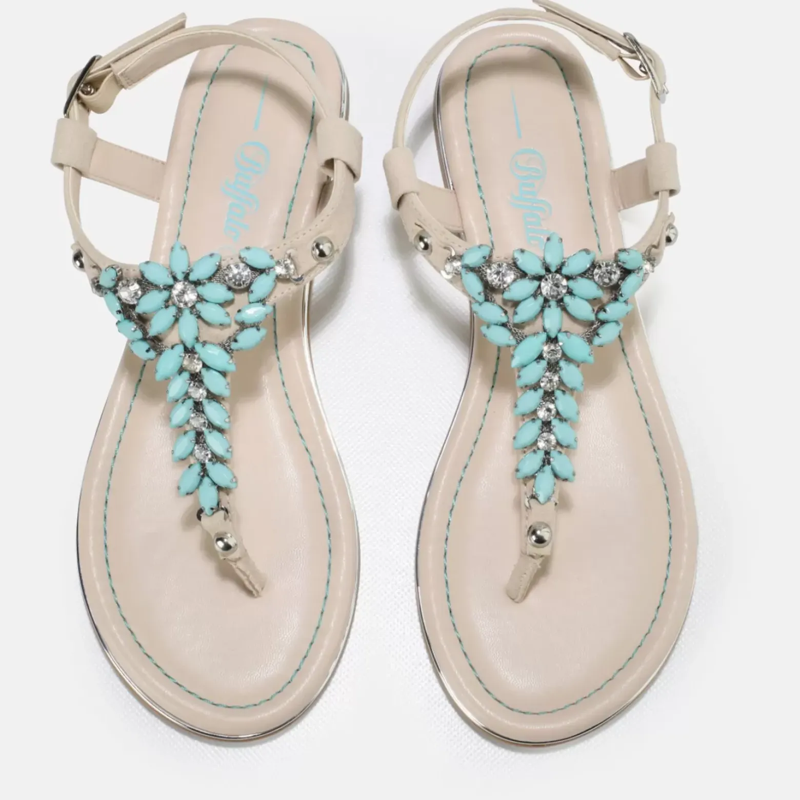 Flash Sale BUFFALO Rosalie Sandales Veganes Vert Menthe Turkis