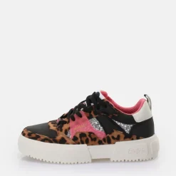 Cheap BUFFALO Rse V2 Baskets Basses Vegan Leopard/Noir/Rose Rose Vif