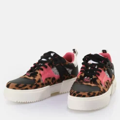 Cheap BUFFALO Rse V2 Baskets Basses Vegan Leopard/Noir/Rose Rose Vif