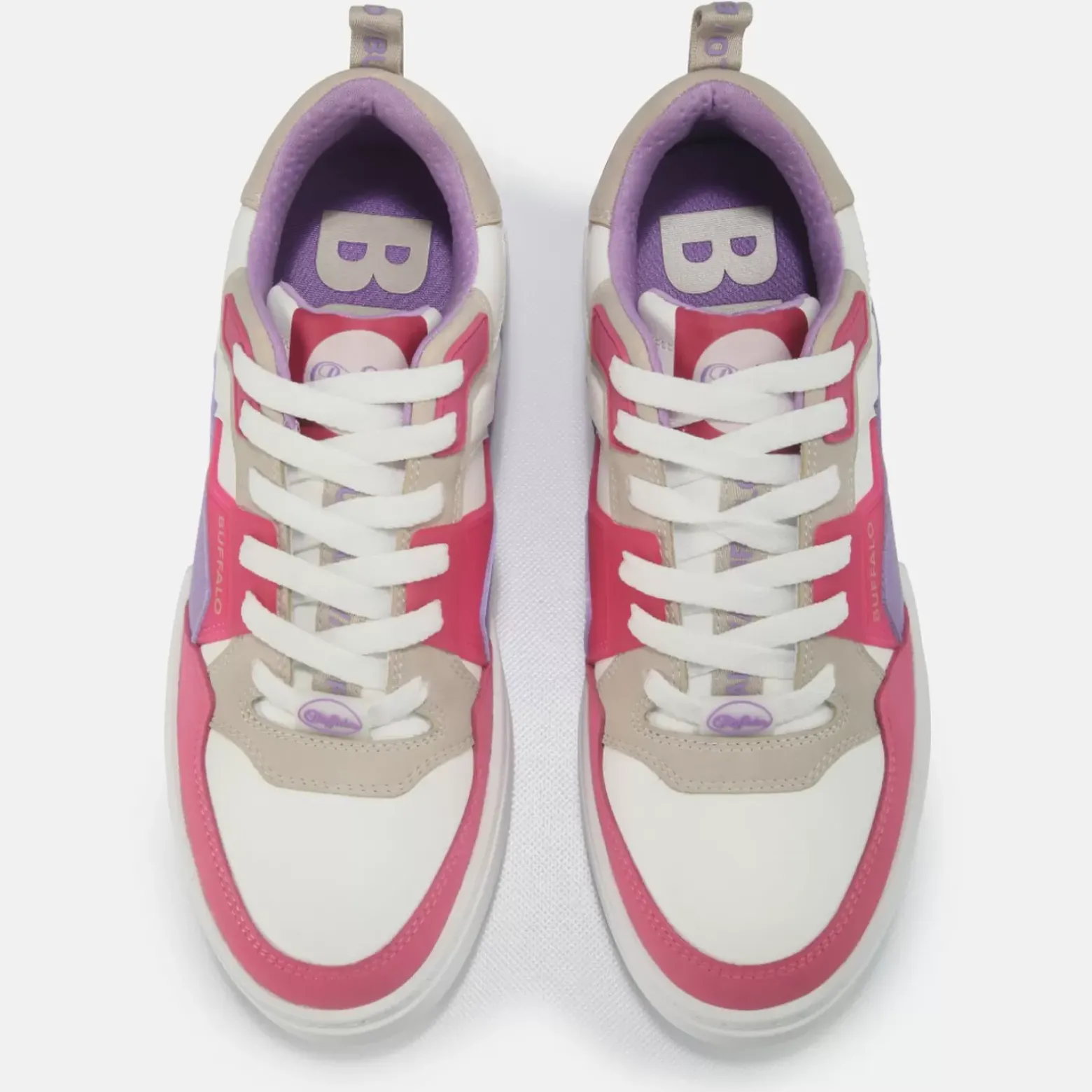 Fashion BUFFALO Rse V2 Baskets Basses Veganes Blanc/ /Rose Violet