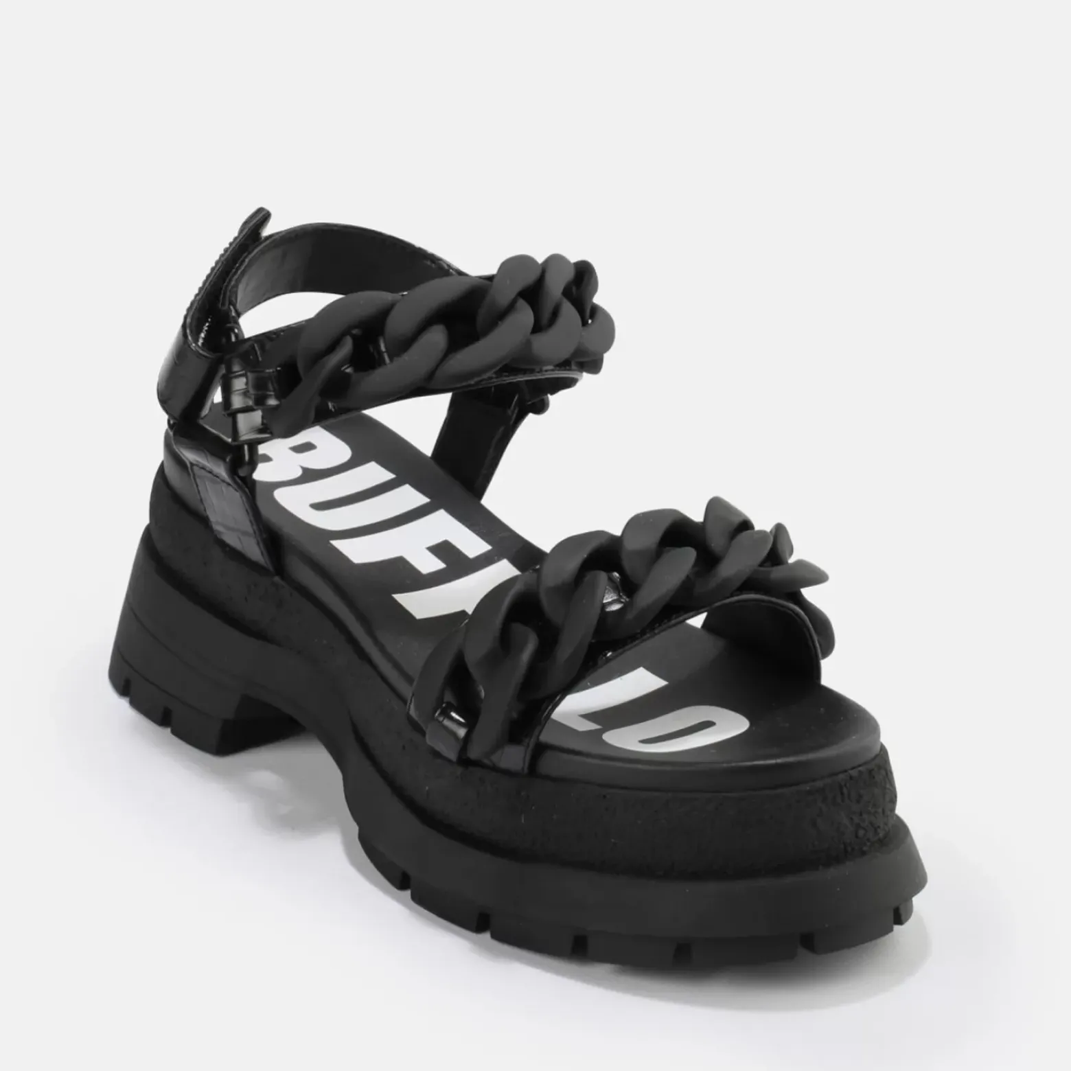 Best BUFFALO Rude Chain Sandales A Plateforme Veganes Noir