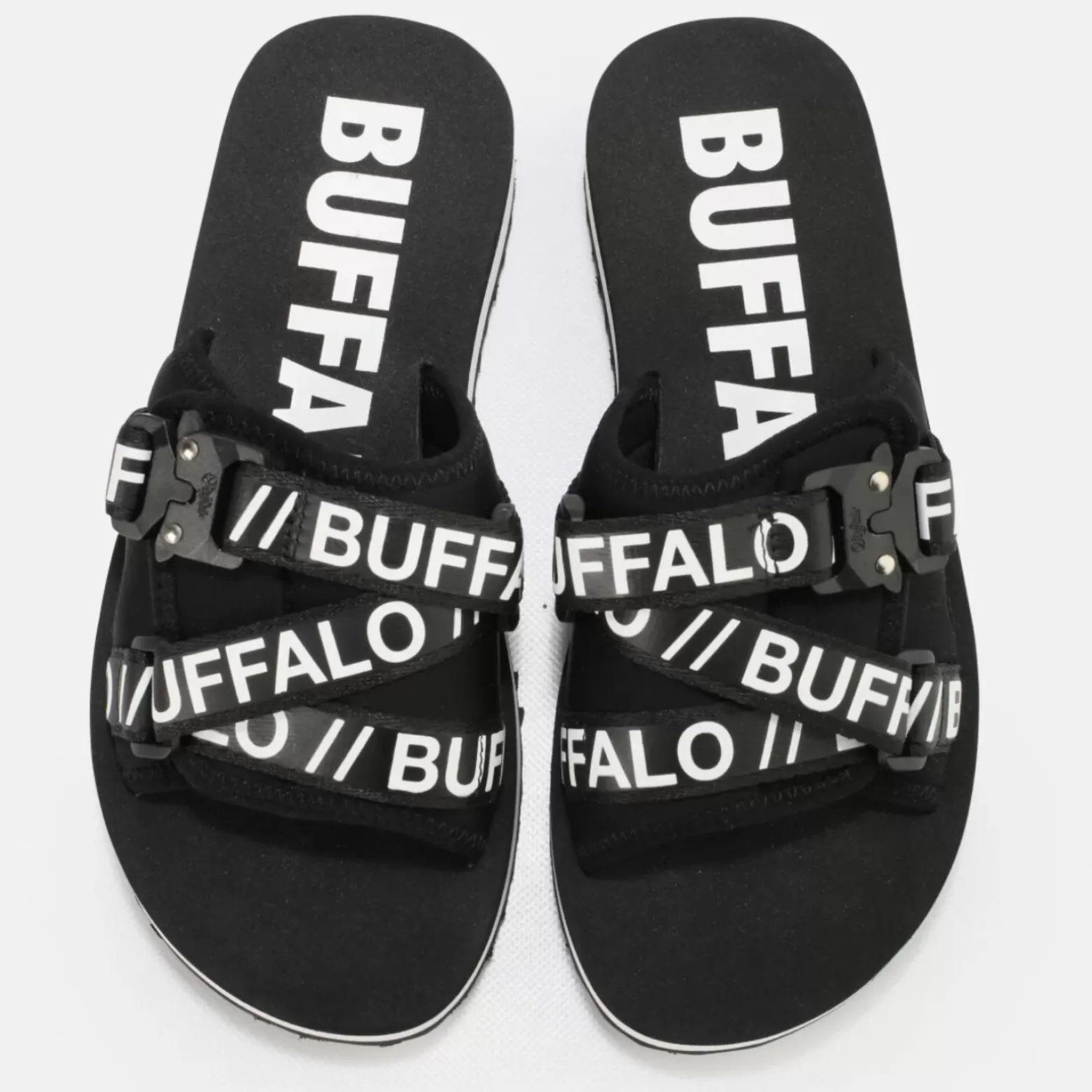 Online BUFFALO Sage Slide Sandales A Plateforme Veganes Noir