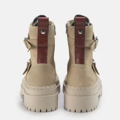 New BUFFALO Sari Bottines Cheville Cuir Suede Beige Multicolore