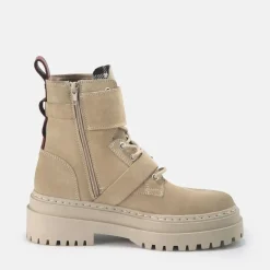 New BUFFALO Sari Bottines Cheville Cuir Suede Beige Multicolore