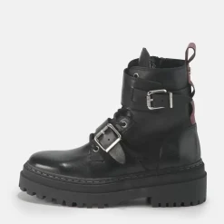 New BUFFALO Sari Bottines Chevilles Cuir Veau Noir