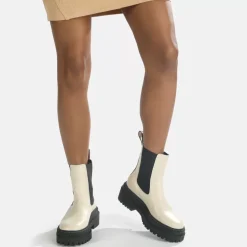 Cheap BUFFALO Serena Bottines Cheville Cuir Veau Beige Multicolore