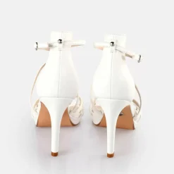 New BUFFALO Serena Bow Sandales A Talon Veganes Blanc